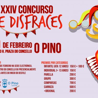 O XXIV Concurso de Disfraces do Pino repartirá 2.300 € en premios o domingo 11 de febreiro